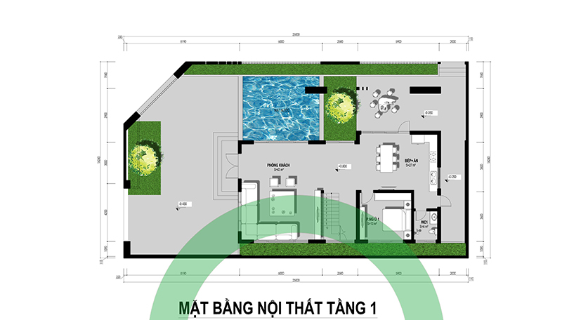 Biệt thự xanh 3 tầng