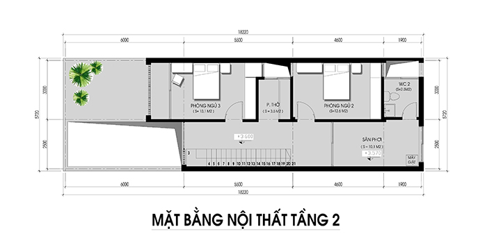 Thiết kế nhà xanh 2 tầng 