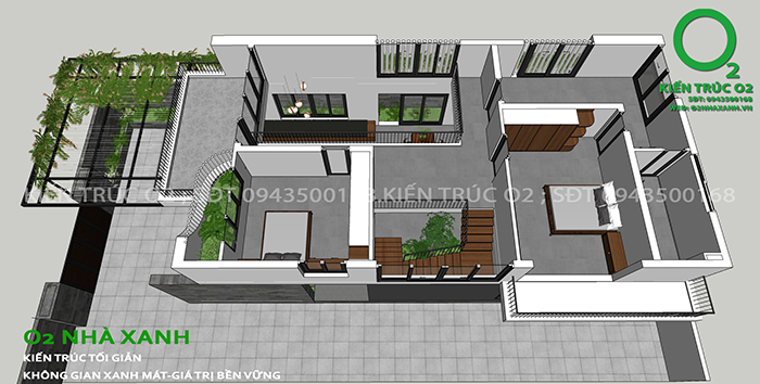 Nhà biệt thự 2 tầng 3 phòng ngủ