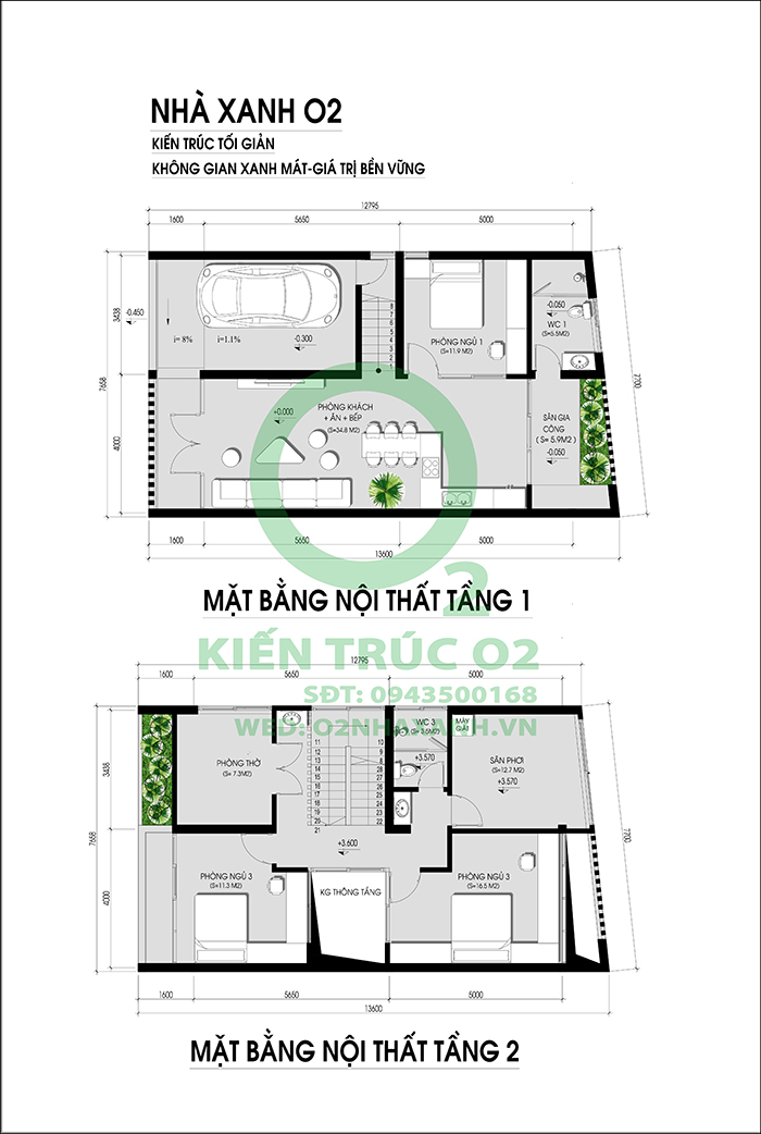 Nhà xanh 2 tầng 