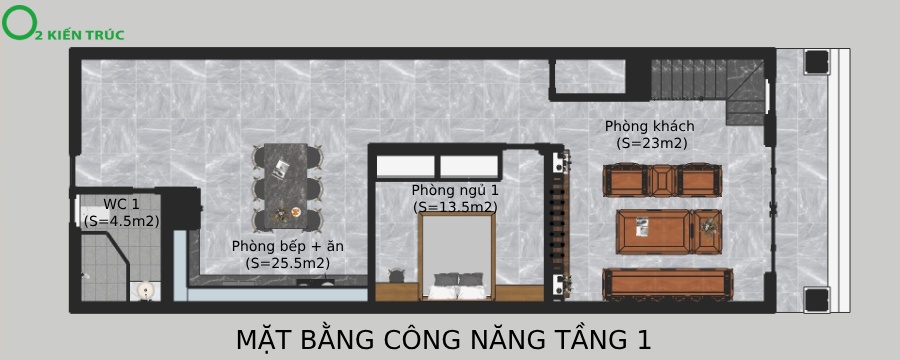 Nhà phố 2 tầng mặt tiền 6m
